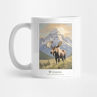 Retro Vintage Wyoming Grand Teton National Park Moose Poster Mug